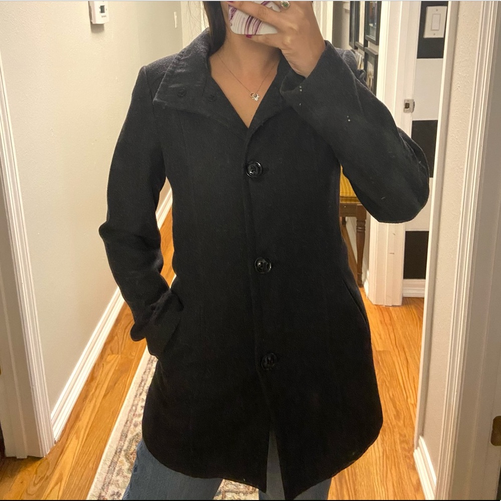 Inc wool blend dark grey mid length coat